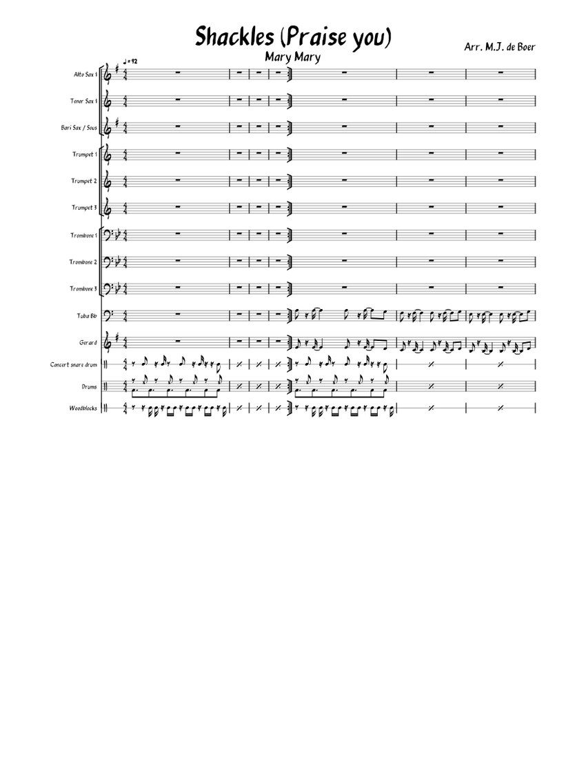 Shackles "Praise you" by Mary Mary Sheet music for Trombone, Tuba