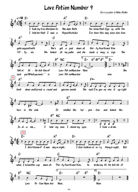 Love Potion Number 9 (Lead sheet with lyrics ) Sheet Music with