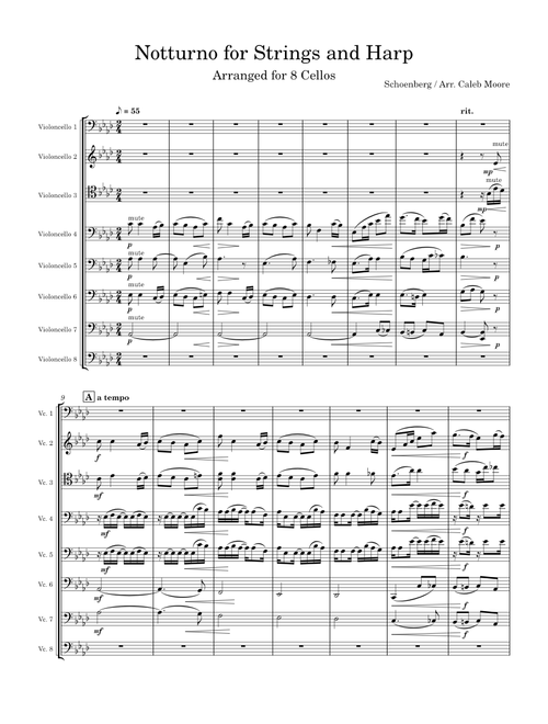 Notturno for Harp and Strings Arranged for 8 Cellos