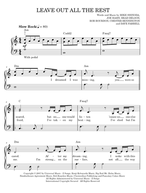 Leave Out All The Rest - Linkin Park, Twilight Movie (Easy Piano)
