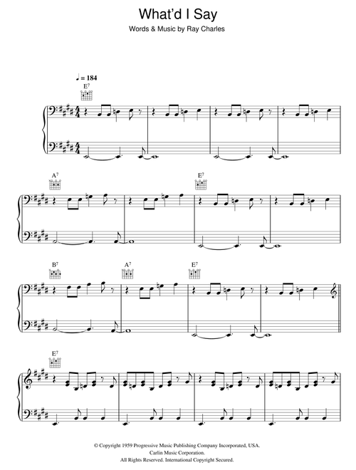 What'd I Say - Ray Charles (Piano-Vocal-Guitar (Piano Accompaniment))