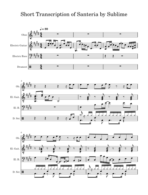 Santeria – Sublime || Short Transcription