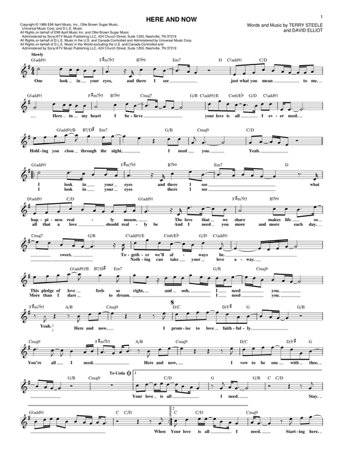 Here And Now - Luther Vandross (Lead Sheet - Fake Book)