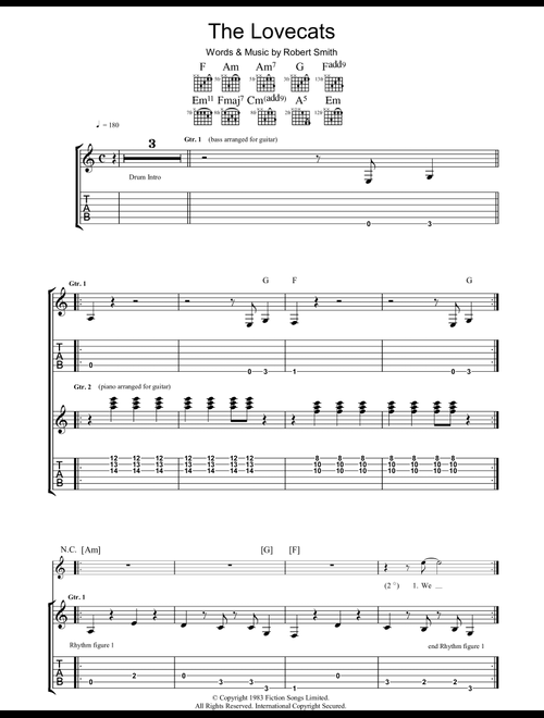 The Lovecats - The Cure (Guitar Tab)