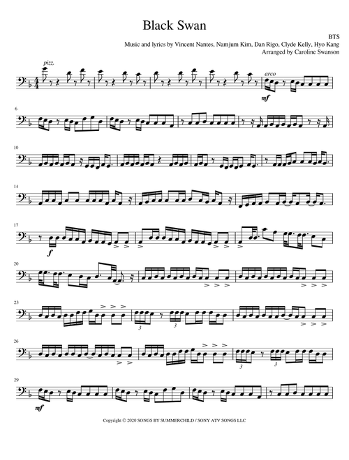 Black Swan (Arr. Caroline Swanson) - BTS (Cello Solo)