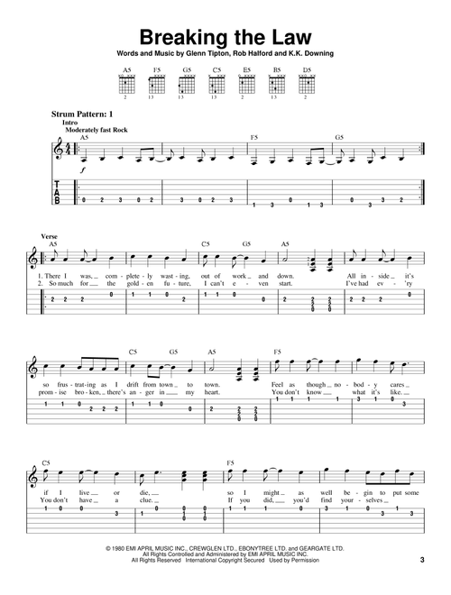 Breaking The Law - Judas Priest (Easy Guitar with TAB)