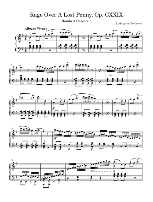 Rage Over A Lost Penny, Op. CXXIX – Ludwig van Beethoven
