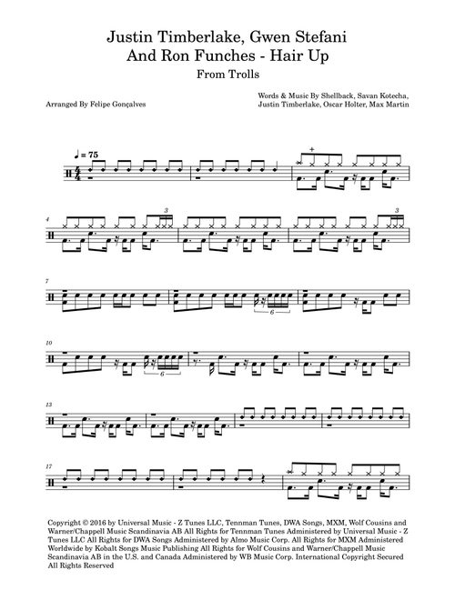 Hair Up (Arr. The Ninja) - Justin Timberlake Gwen Stefani and Ron Funches (Drums)