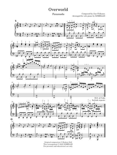 Overworld - Faxanadu (Piano)