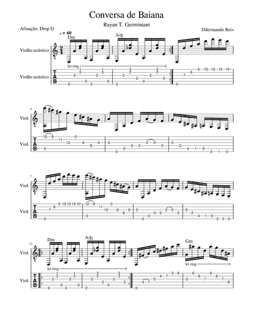 Conversa de Baiana (Arr. Rayan Germiniani) - Dilermando Reis (Guitar Tab)