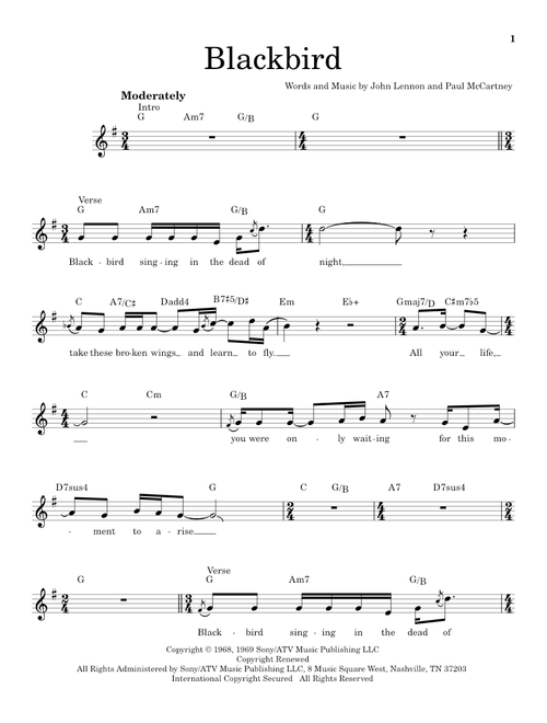 Blackbird - The Beatles, John Lennon, Paul McCartney (Pro Vocal)