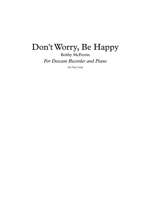 Don't Worry, Be Happy (Arr. Tim Curd) - Bobby McFerrin (Instrumental Solo (with Piano Accompaniment))