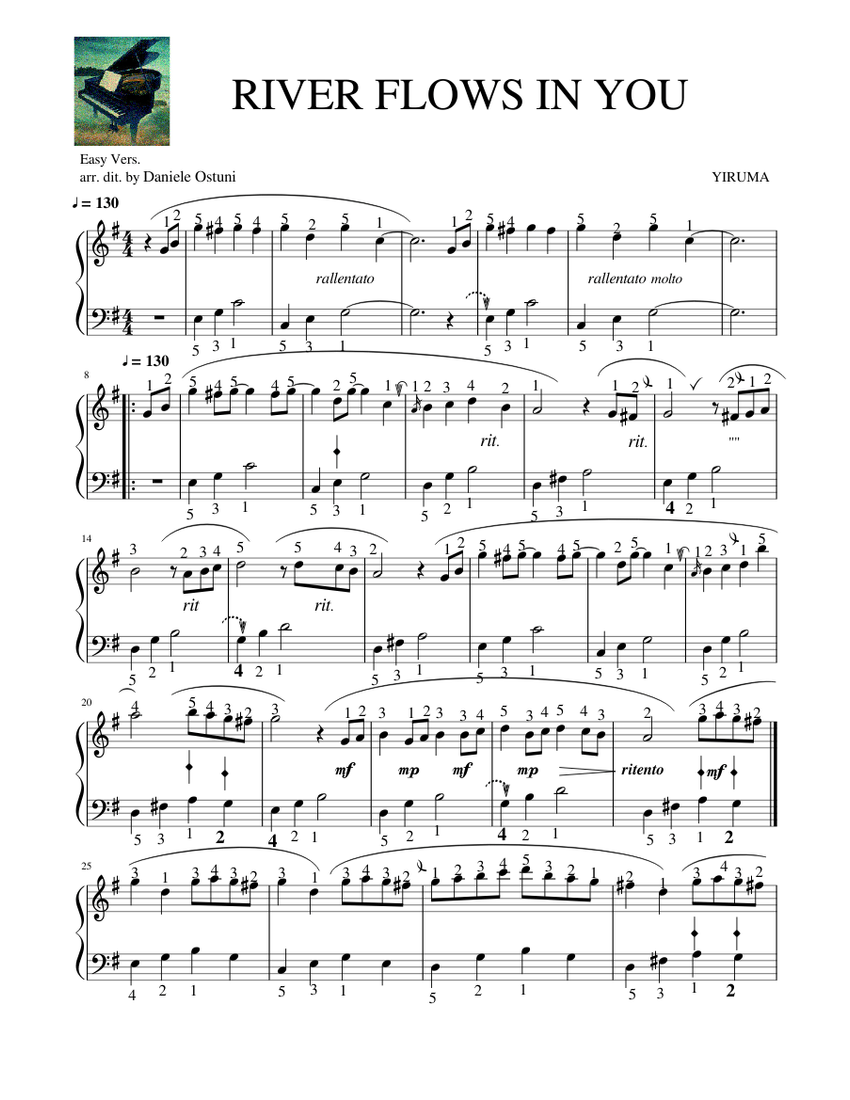 RIVER FLOWS IN YOU EASY VERSION Free Sheet Music for Piano (Solo