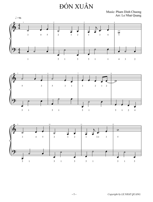 ĐÓN XUÂN (Arr. Le Nhat Quang) - Various (Piano Solo)