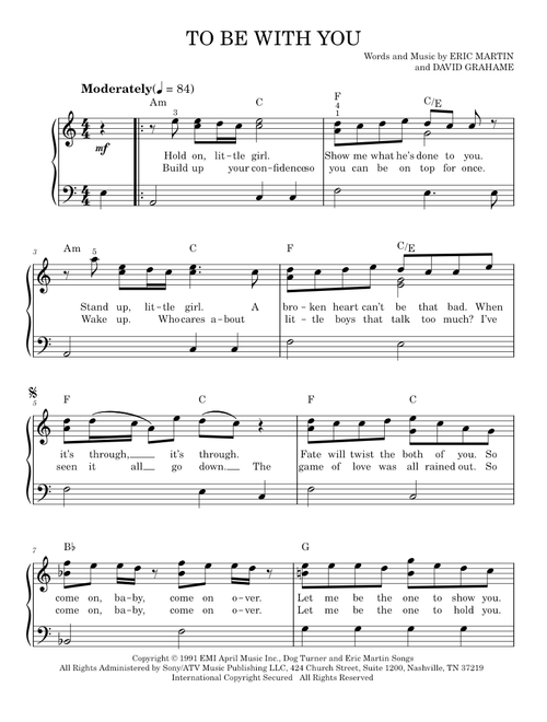 To be with you - Mr. Big (Easy Piano)