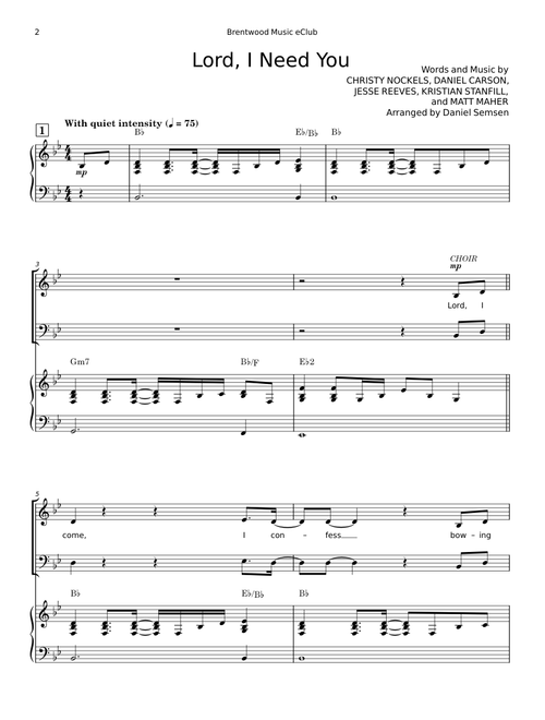 LORD, I NEED YOU – CHRISTY NOCKELS;DANIEL CARSON;JESSE REEVES;KRISTIAN STANFILL;MATT MAHER