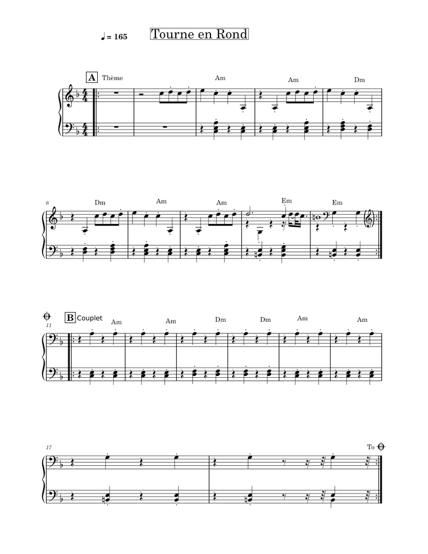 Musical Score Rond Tourne en rond Sheet Music | MuseScore.com