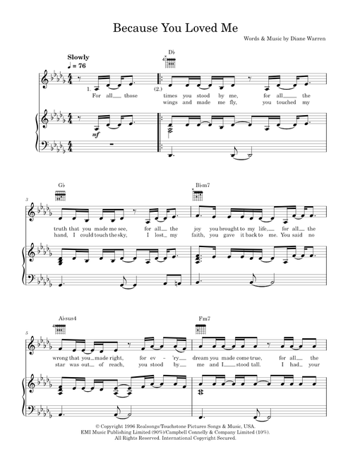 Because You Loved Me - Celine Dion, David Foster