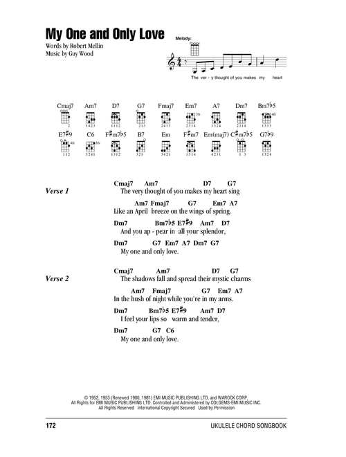 My One And Only Love - Frank Sinatra, Guy Wood, Robert Mellin (Ukulele Chords-Lyrics)