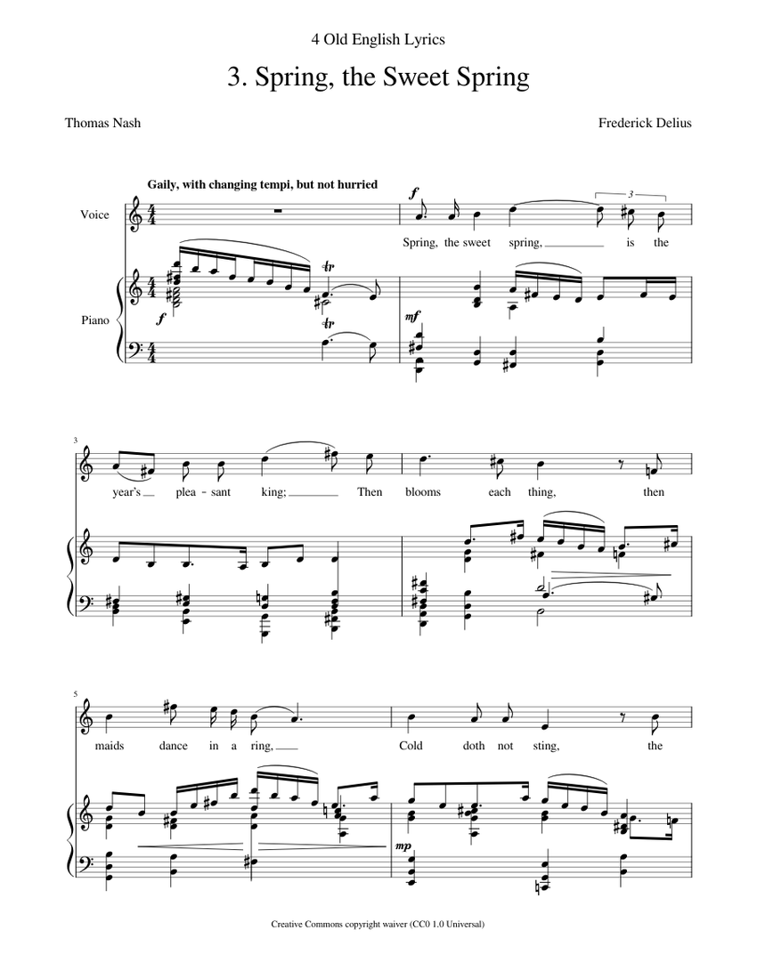 Delius Frederick - 4 Old English Lyrics No.3 - Spring the Sweet Spring ...