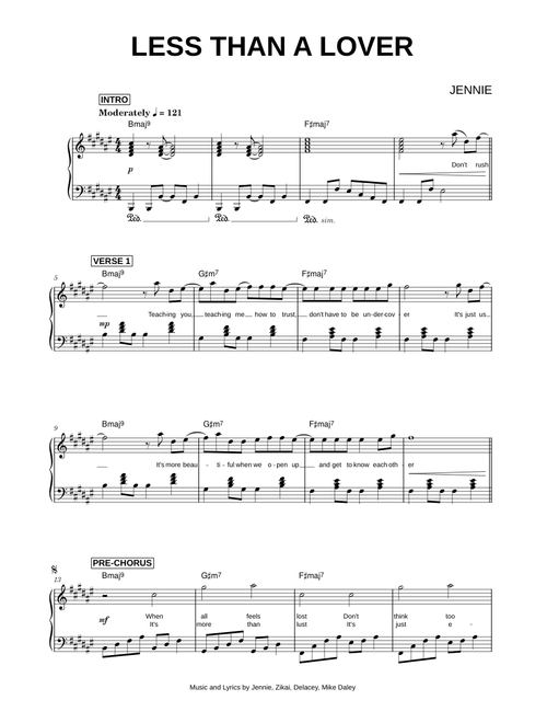 Less than a Lover - JENNIE (Piano)