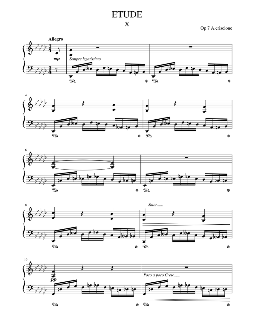 ETUDE X Sheet music for Piano (Solo)