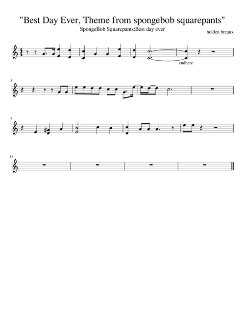 Best Day Ever Theme from spongebob squarepants/ Holden Breaux