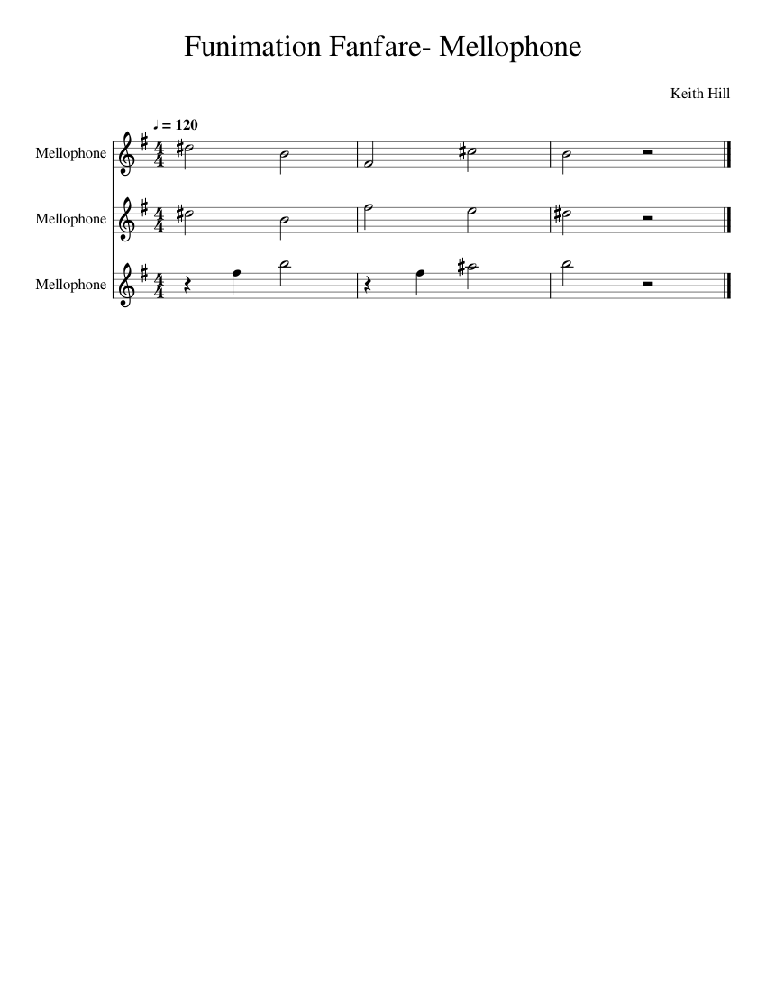 Funimation Fanfare Mellophone Sheet music for Mellophone (Mixed Trio