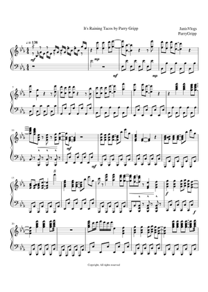 It's Raining Tacos Recorder Duet version Sheet Music for Recorder ...