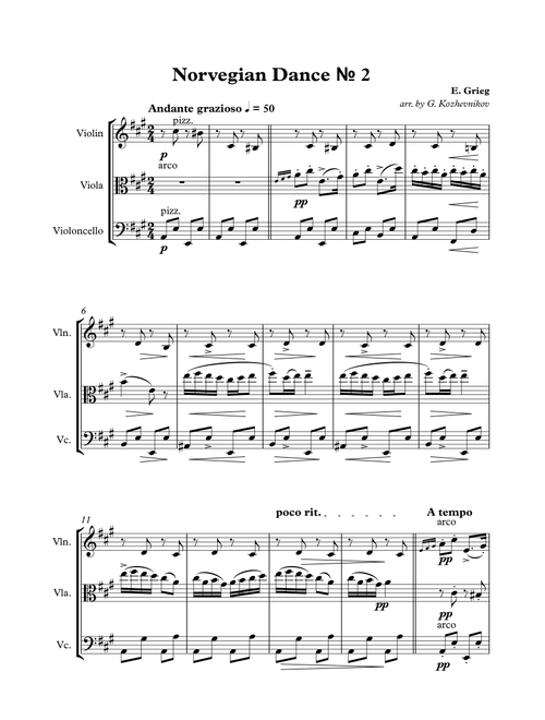 Norwegian Dance #2 (Arr. G. Kozhevnikov) - E. Grieg (String Ensemble)