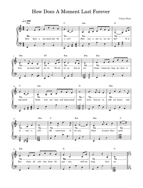 How does a moment last forever – Celine Dion