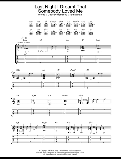 Last Night I Dreamt That Somebody Loved Me - The Smiths (Guitar Tab)