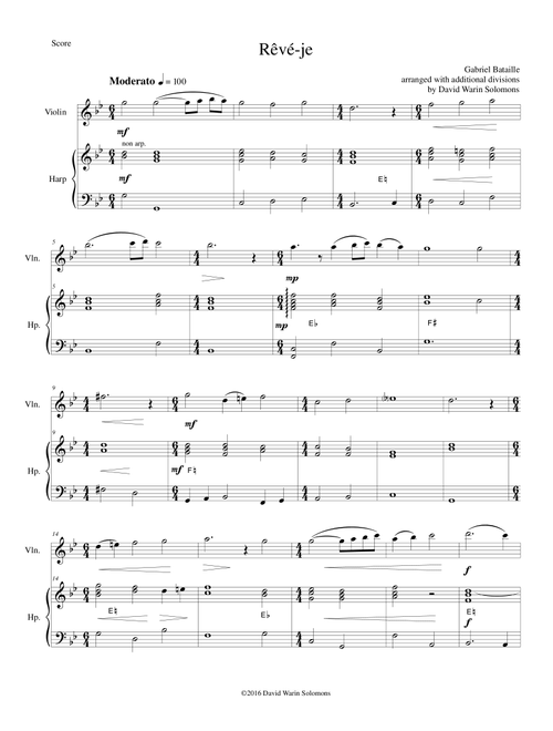 Rêvé-je (Am I dreaming) for violin and harp (Arr. David Warin Solomons) - Gabriel Bataille (Instrumental Duet)