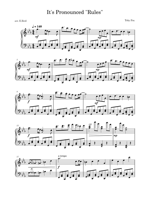 Deltarune - It's Pronounced "Rules" - Piano arrangement [Toby Fox]