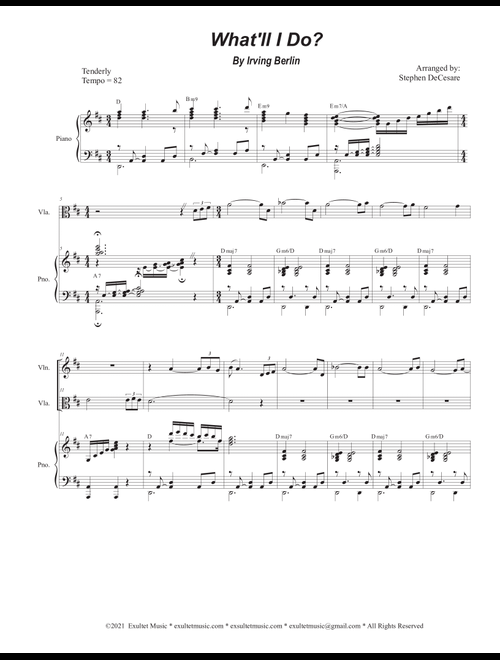What'll I Do? (Duet for Violin and Viola) (Arr. Stephen DeCesare) - Irving Berlin (Instrumental Duet and Piano)