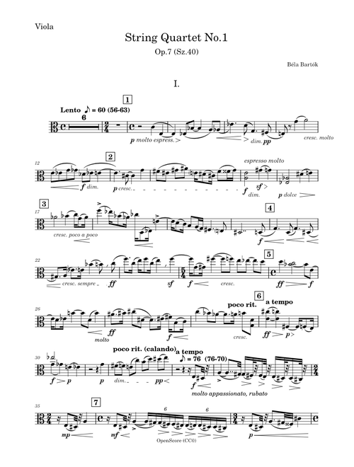 String Quartet No.1, Sz.40 – Béla Bartók - Viola PART