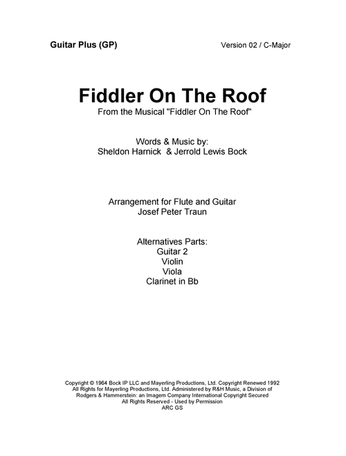 Fiddler On The Roof (Arr. Josef Peter Traun) - Jerry Bock, Sheldon Harnick (Instrumental Duet)