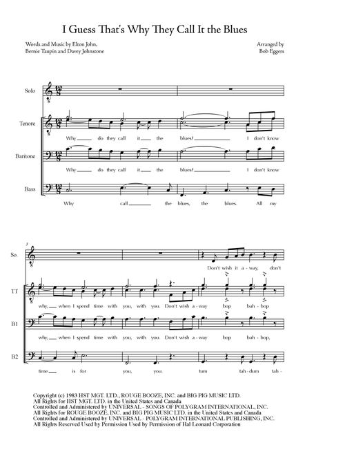 I Guess That's Why They Call It The Blues (Arr. Bob Eggers) - Elton John (Choral, Mixed)
