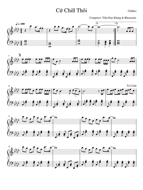 Cứ Chill Thôi - Chillies (Piano Sheet)