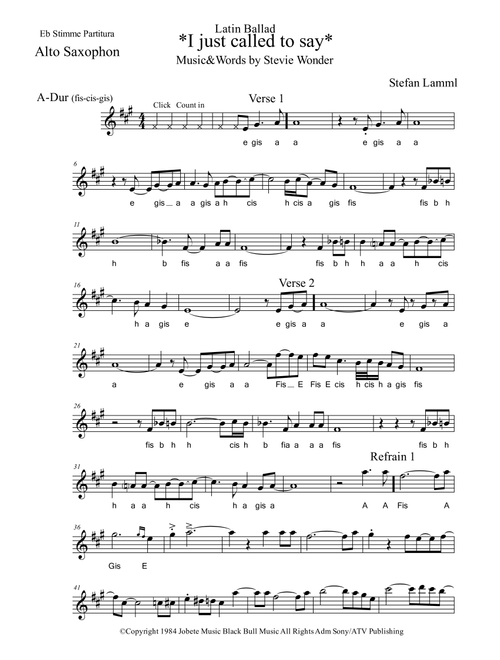 I Just Called To Say I Love You (Arr. Stefan Lamml) - Stevie Wonder (Instrumental Solo)