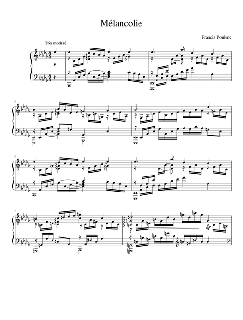 Poulenc "Mélancolie" (Piano solo)