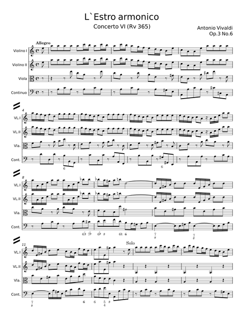 Violin Concerto in A Minor, Op. 3 No. 6, RV 356 "L' estro armonico": I. Allegro - Antonio Vivaldi