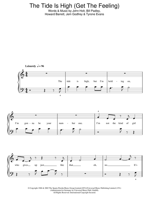 The Tide Is High (Get The Feeling) - Blondie (Easy Piano)
