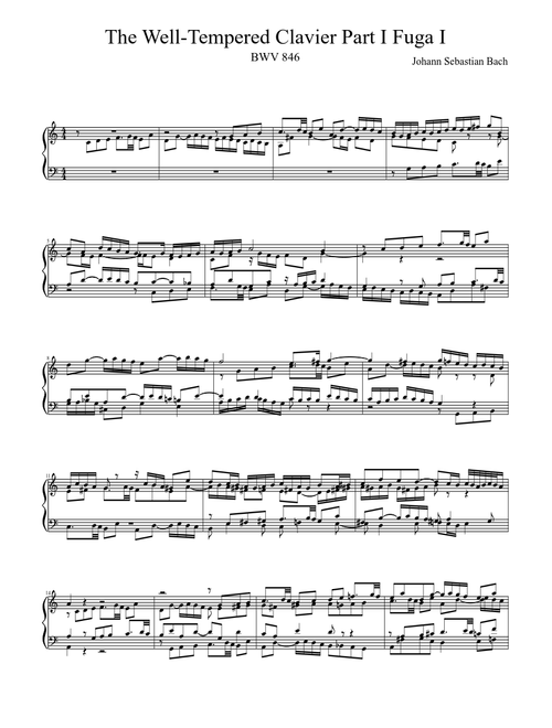 BWV 846 The Well-Tempered Clavier Part I Fuga I