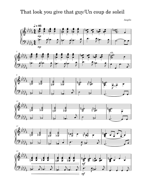 That look you give that guy – Angèle (Piano solo)