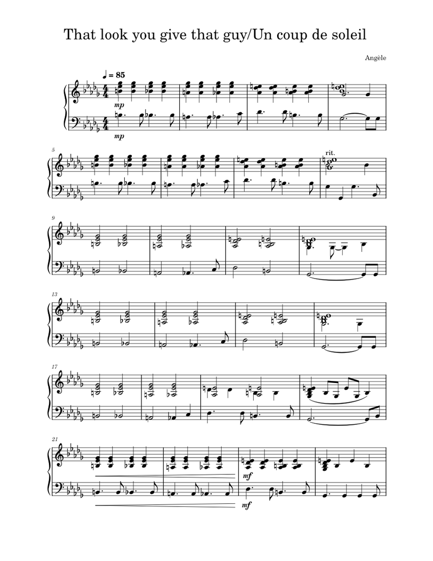 That look you give that guy Angèle (Piano solo) piano tutorial