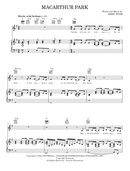 MacArthur Park - Donna Summer, Richard Harris (Piano-Vocal-Guitar)