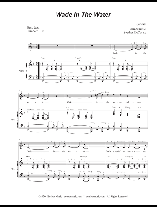 Wade In The Water (for Vocal Solo) (Arr. Stephen DeCesare) - Spiritual (Piano Vocal)