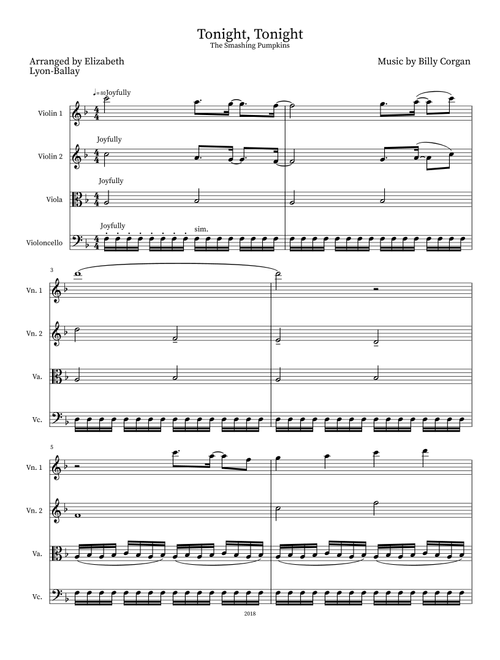 Tonight, Tonight (Arr. Elizabeth Lyon-Ballay) - Smashing Pumpkins (Small Ensemble)
