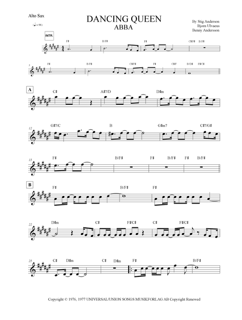 Dancing Queen (Arr. Leonardo Silva) - ABBA (Alto Sax Solo)